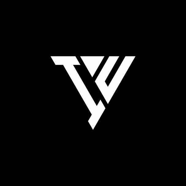 Монограмма буквы IU Logo с шаблоном формы треугольника, изолированным на черном фоне - Вектор,изображение