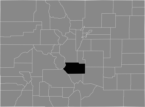 Schwarz hervorgehobene Lagekarte des US-Bezirks Fremont innerhalb der grauen Karte des Bundesstaates Colorado, USA - Vektor, Bild