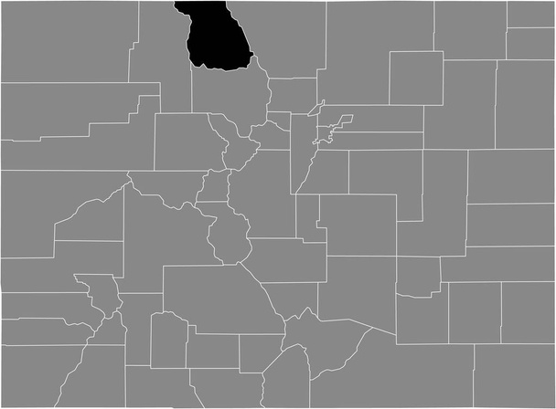 Black highlighted location map of the US Jackson county inside gray map of the Federal State of Colorado, USA - Vector, Image