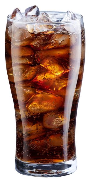 Chilled glass of cola drink with ice cubes isolated on white background. File contains clipping path. - 写真・画像