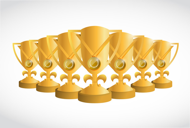 gold first place trophies illustration design - Photo, Image