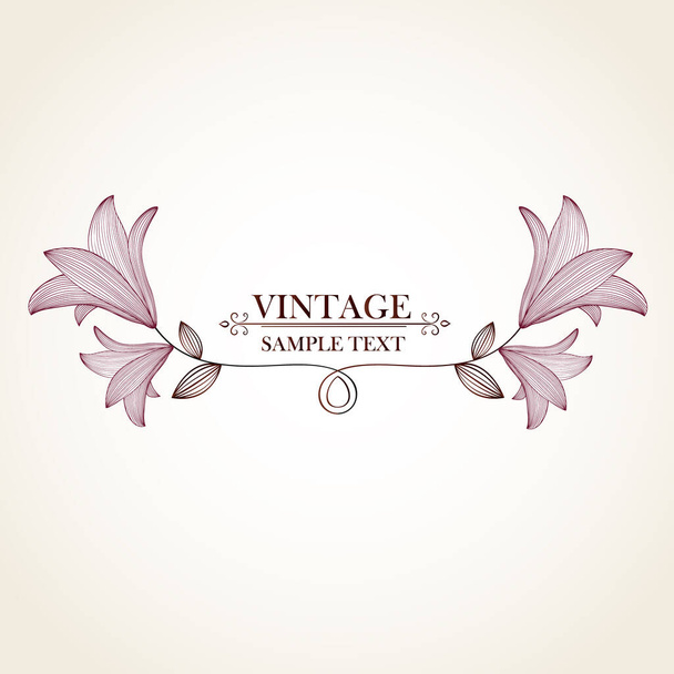 Vintage floral background. Beautiful frame with flowers lily. Element for design. - Διάνυσμα, εικόνα