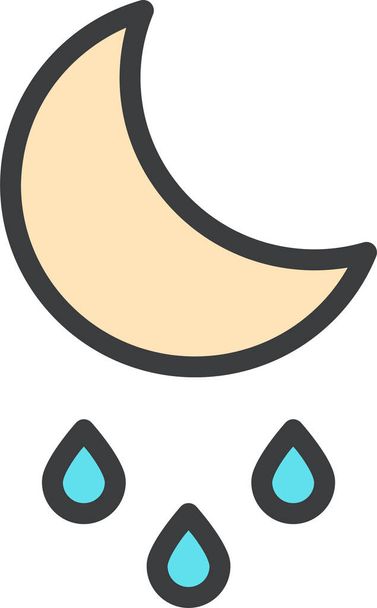 icône de lune de prévision de bruine dans le style de contour rempli - Vecteur, image