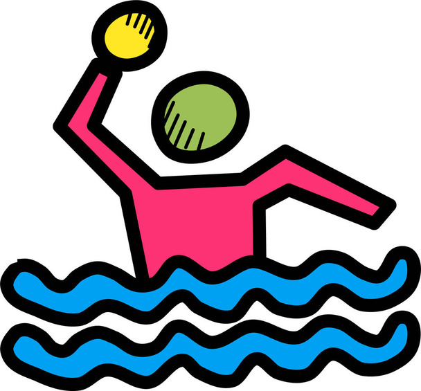 иконка олимпийских игр по водным видам спорта в стиле заполненного контура - Вектор,изображение