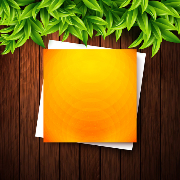 Note paper on wooden background - Vector, Image