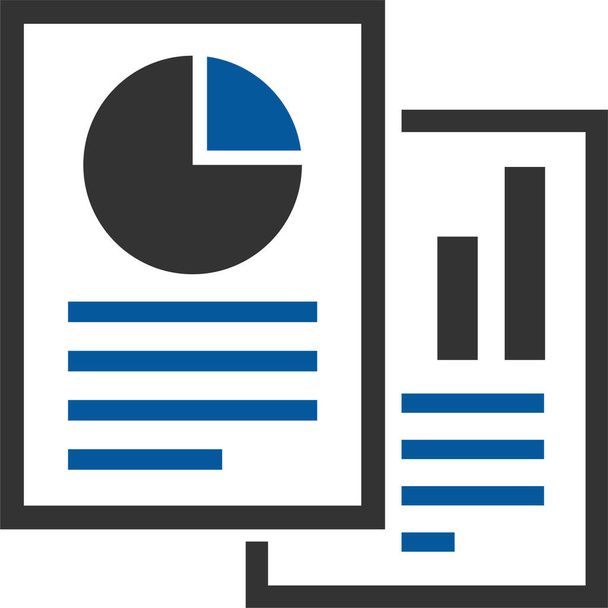 reports analysis diagram icon in solid style - Vector, Image