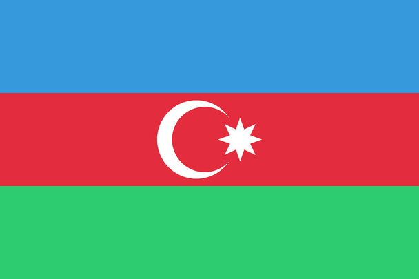 azerbaijan ülke bayrağı simgesi düz stil - Vektör, Görsel