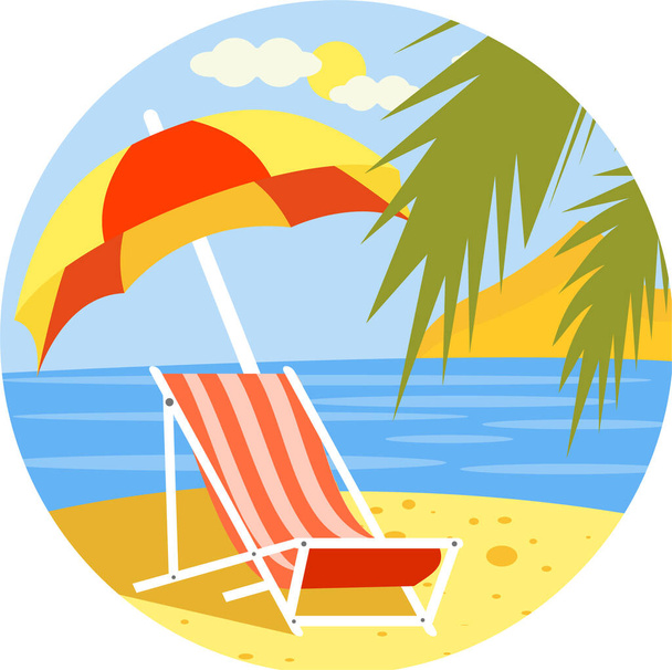 beach sea sun icon in flat style - Wektor, obraz