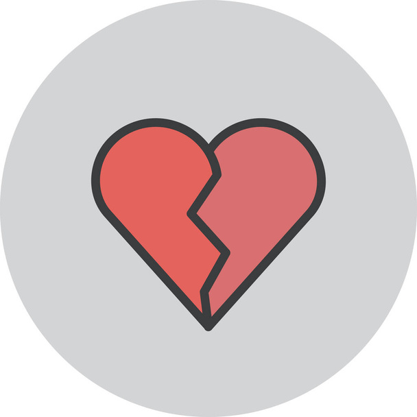 break breakup heart icon in filled-outline style - Vector, Image