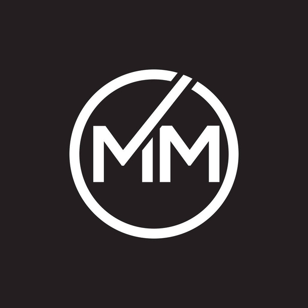 ブラックの背景にMMの手紙のロゴデザインMMの創造的なイニシャルの手紙のロゴのコンセプトMMの手紙のデザイン.  - ベクター画像
