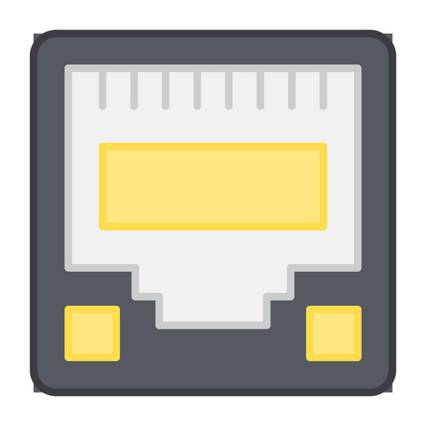 Un diseño plano, icono de los puertos Ethernet - Vector, Imagen