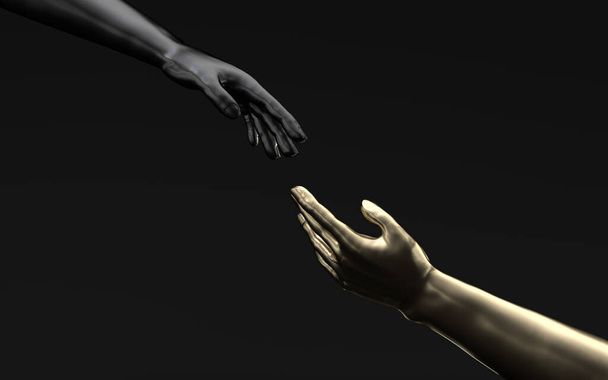 Escultura à mão com fundo preto, renderização 3d. Desenho digital de computador. - Foto, Imagem