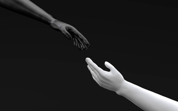 Escultura de mano con fondo negro, representación 3d. Dibujo digital informático. - Foto, imagen