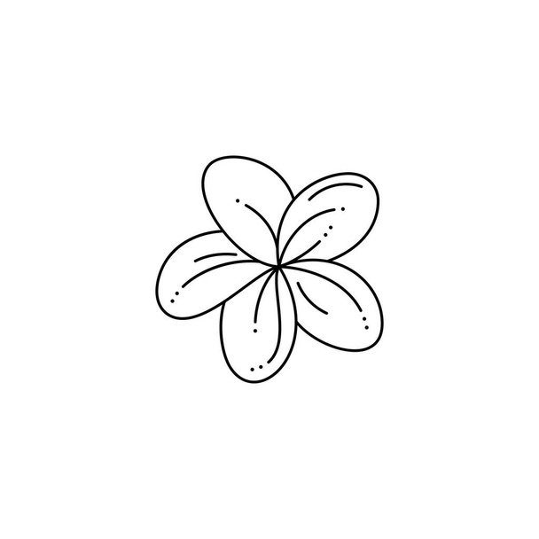 Fiore Frangipani in stile Trendy Minimalista Liner. Illustrazione del fiore della plumeria tropicale vettoriale - Vettoriali, immagini