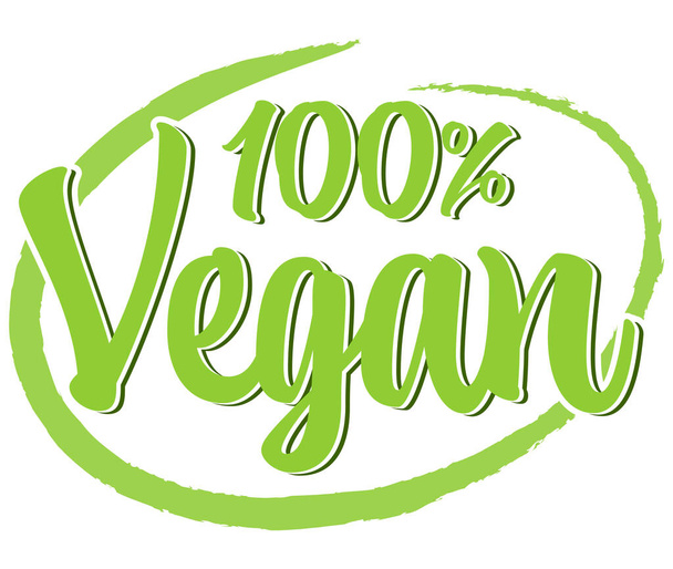 eps arquivo vetorial moderno selo redondo verde com texto 100% vegan - Vetor, Imagem