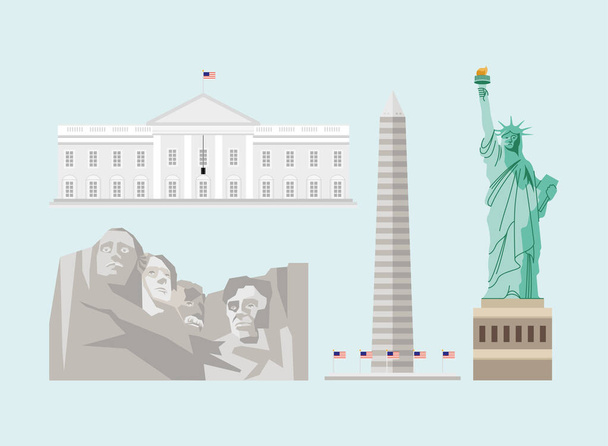 США четыре памятника - Вектор,изображение