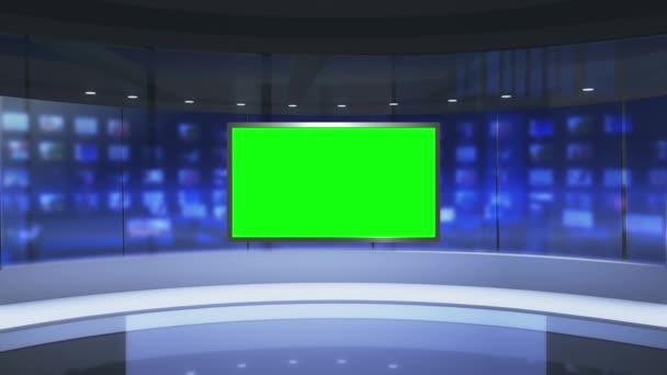 3D Virtual TV Studio News, Backdrop για τηλεοπτικές εκπομπές .TV On Wall.3D Virtual News Studio Background, Loop - Πλάνα, βίντεο