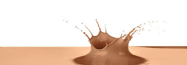 Salpicadura de bebida de cacao sobre fondo blanco - Foto, imagen