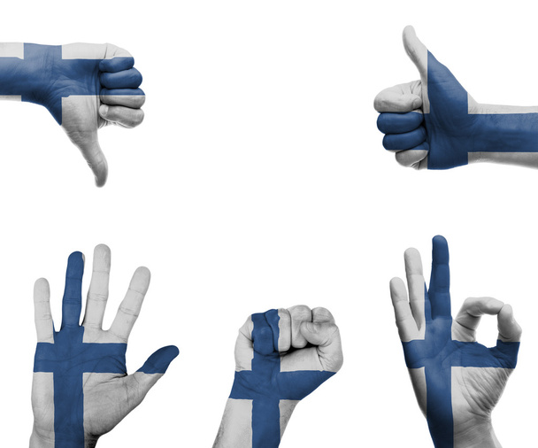 Hand set with the flag of FInland - Photo, Image