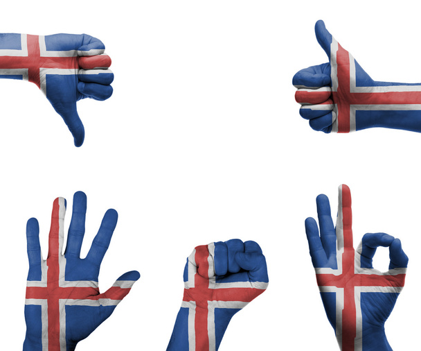 hand instellen met de vlag van IJsland - Foto, afbeelding