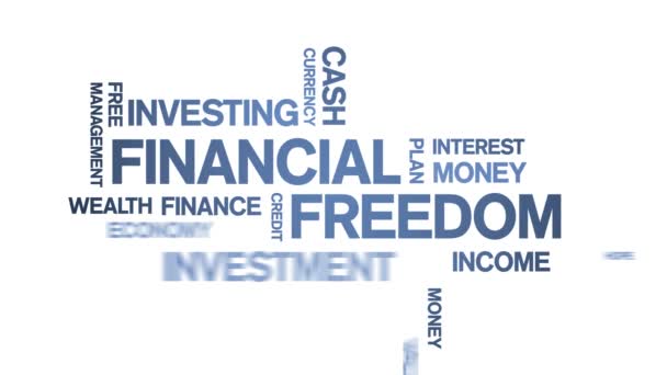4k Financial Freedom Animated Tag Nube de palabras, Animación de texto bucle sin fisuras. - Metraje, vídeo