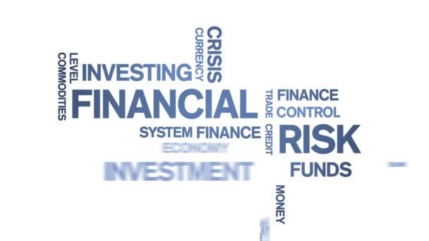 4k Financial Risk Animated Tag Word Σύννεφο, Κείμενο σχεδιασμό Κινουμένων σχεδίων αδιάλειπτη βρόχο. - Πλάνα, βίντεο