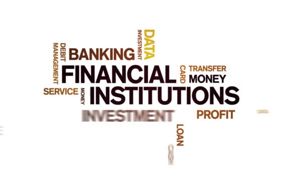 4k Financial Institutions Animated Tag Nube de palabras, Animación de texto bucle sin fisuras. - Imágenes, Vídeo