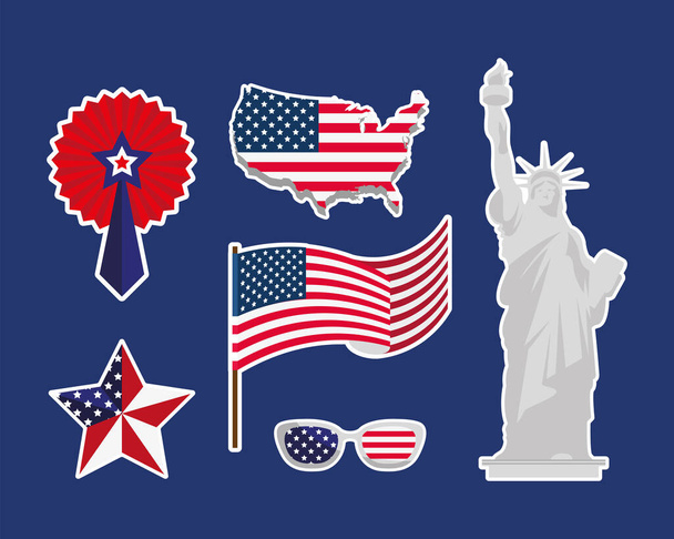 USA indipendenza sei emblemi - Vettoriali, immagini