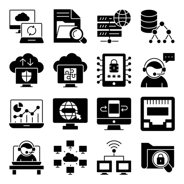 Paquete de iconos de glifos de navegador de computadora - Vector, imagen