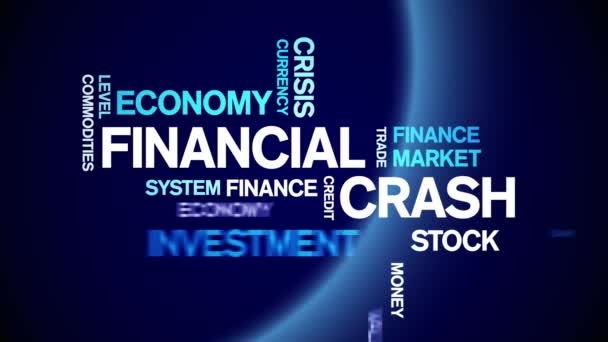 4k Financial Crash Animated Tag Word Cloud,Text Design Animation seamless loop. - Footage, Video