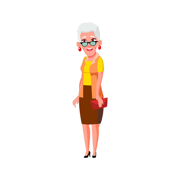 žena starší v letištní lince, kreslený vektor. žena ve čtvrťáku v letištní linii. izolované ploché kreslené ilustrace - Vektor, obrázek