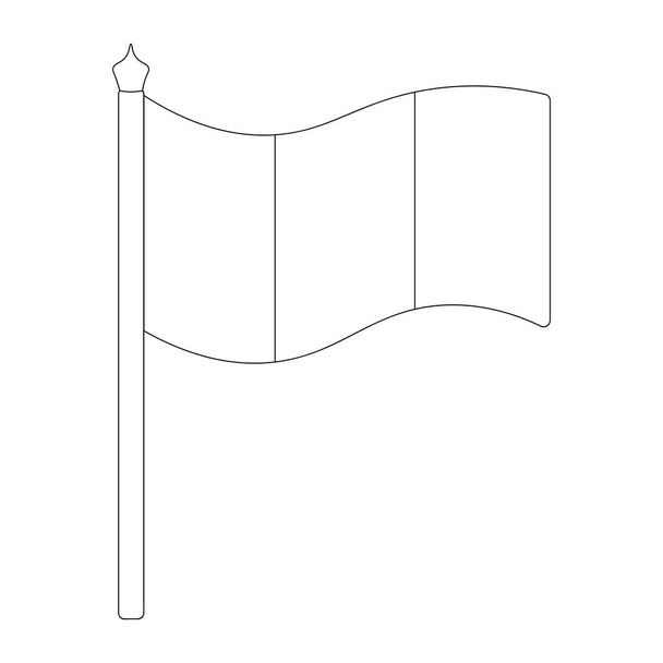 Flag of Italy, France, Ireland, Belgium, Romania and others. Sketch. Vector illustration. Coloring book for children. Tricolor fabric. The national symbol of the state develops in the wind. Outline on an isolated white background. Political topics.  - Vektori, kuva