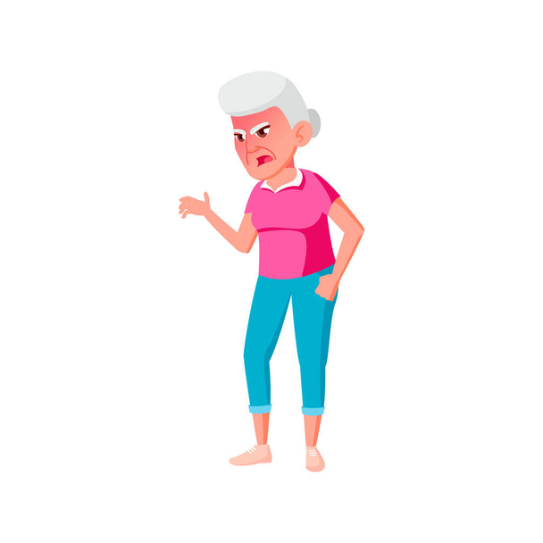 yelling old woman screaming at friends in retirement home cartoon vector. yelling old woman screaming at friends in retirement home character. isolated flat cartoon illustration - Vector, Image
