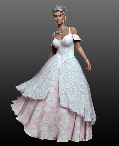 Balo elbisesi ve taç giymiş fantezi prensesi - Fotoğraf, Görsel