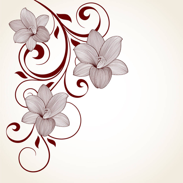 Beautiful floral background with flowers lily. Element for design. - Vecteur, image