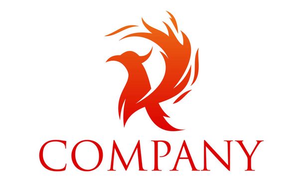Red Color Initial Letter R Flame Phoenix Logo Design - Vector, Image