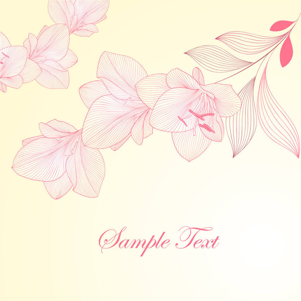 Hand-drawing floral background with flower amaryllis. Element for design. Vector illustration. - Vecteur, image
