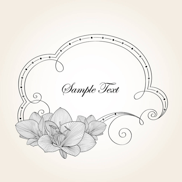 Hand-drawn vintage floral frame with flower lily. Element for design. - Vector, imagen
