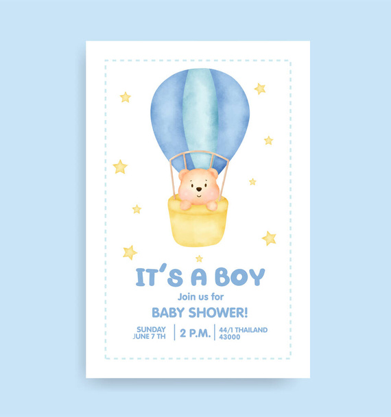 baby shower card with bear and  lovely elements. - Wektor, obraz