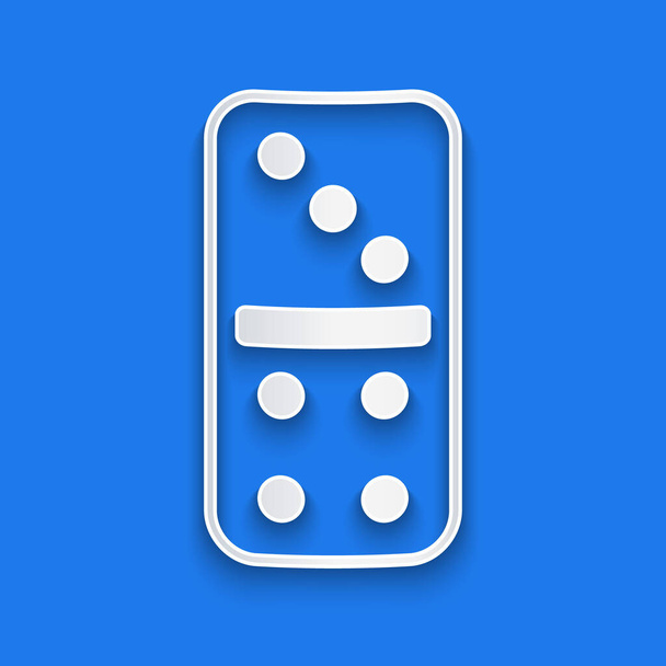 Paper cut Domino icon isolated on blue background. Paper art style. Vector - Vector, Image