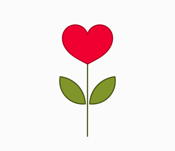 Heart plant flower. Valentine's Day vector illustration. - Vector, Image