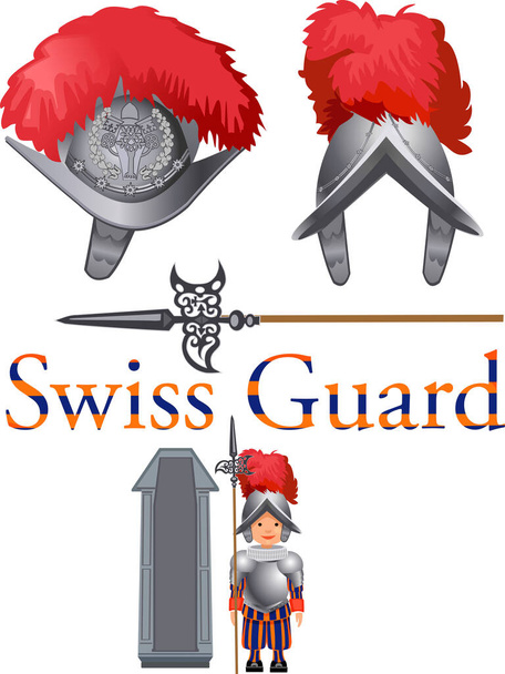Παπική Ελβετική Φρουρά με ομοιόμορφο κράνος - Διάνυσμα, εικόνα