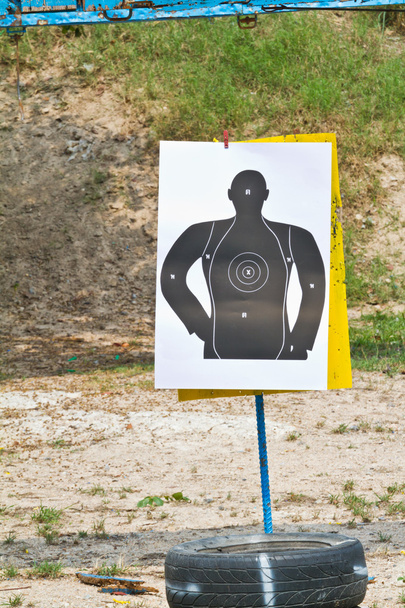 hand with gun shooting target - Fotografie, Obrázek