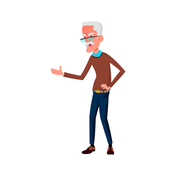 crazy old man shouting at pharmacy store worker cartoon vector. crazy old man shouting at pharmacy store worker character. isolated flat cartoon illustration - Vector, Image