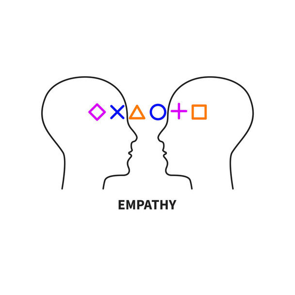 Duygusal zeka. Empati logosu. İki profil ve aralarındaki ilişki. Terapi, psikoterapi, psikanaliz - Vektör, Görsel