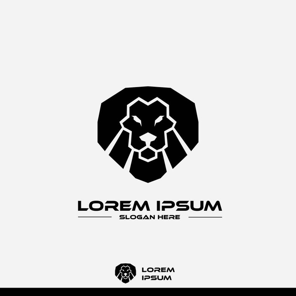 Logo-Design-Vorlage, mit schwarzem geometrischen Löwenkopf-Symbol - Vektor, Bild