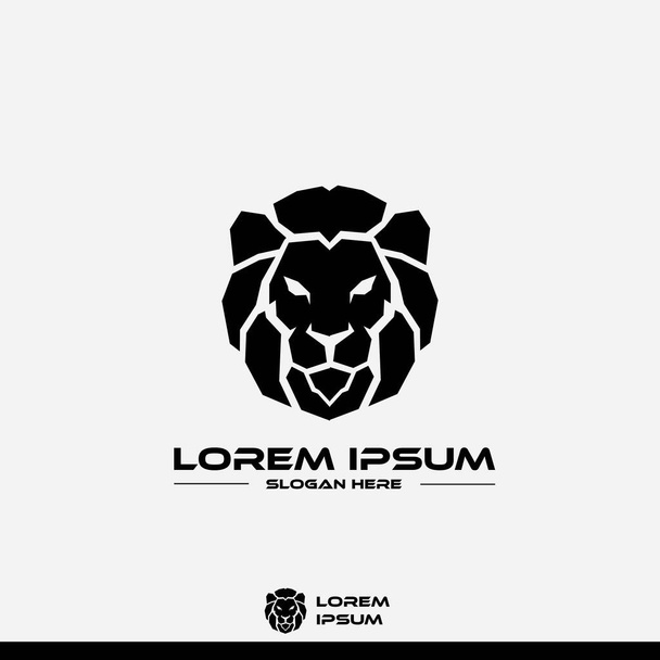 Siyah geometrik aslan başlıklı logo tasarım şablonu - Vektör, Görsel