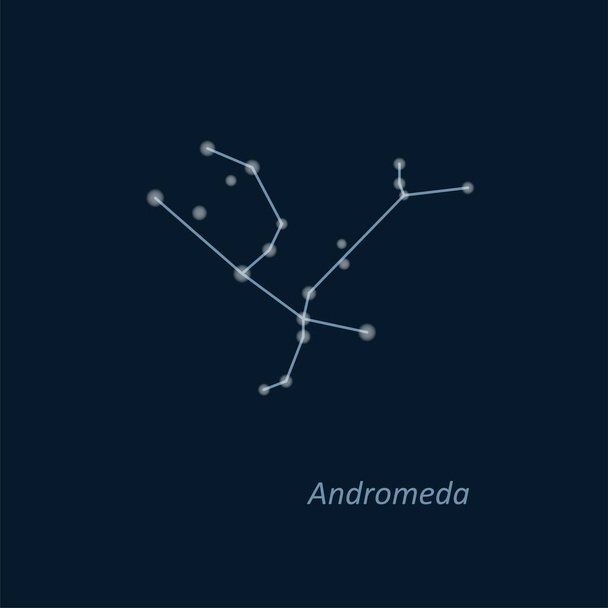 Bilim astronomisi, derin mavi arka planda yıldızlar. Andromeda takımyıldızı. Vektör illüstrasyonu. - Vektör, Görsel