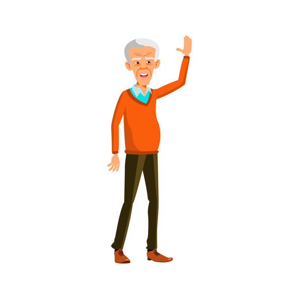 dědeček mává rukou a přivítání rodiny v letištní karikatura vektor - Vektor, obrázek