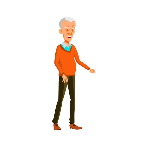 glücklicher alter Mann öffnet Haustür Cartoon Vektor - Vektor, Bild
